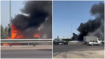 Авто загорелось прямо на трассе в Алматы